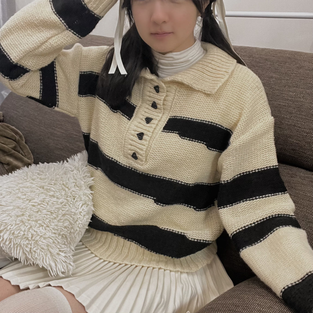 Heart Button Knit