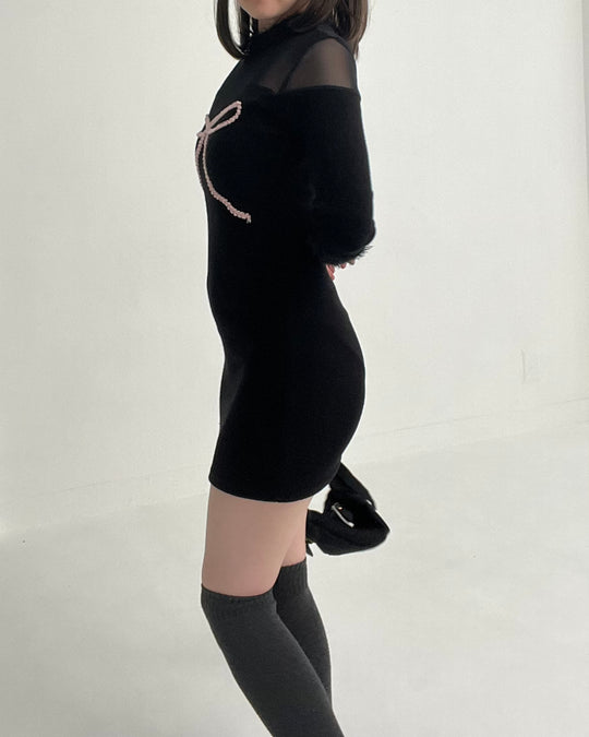 【お取り寄せ】Ribbon Black Onepiece