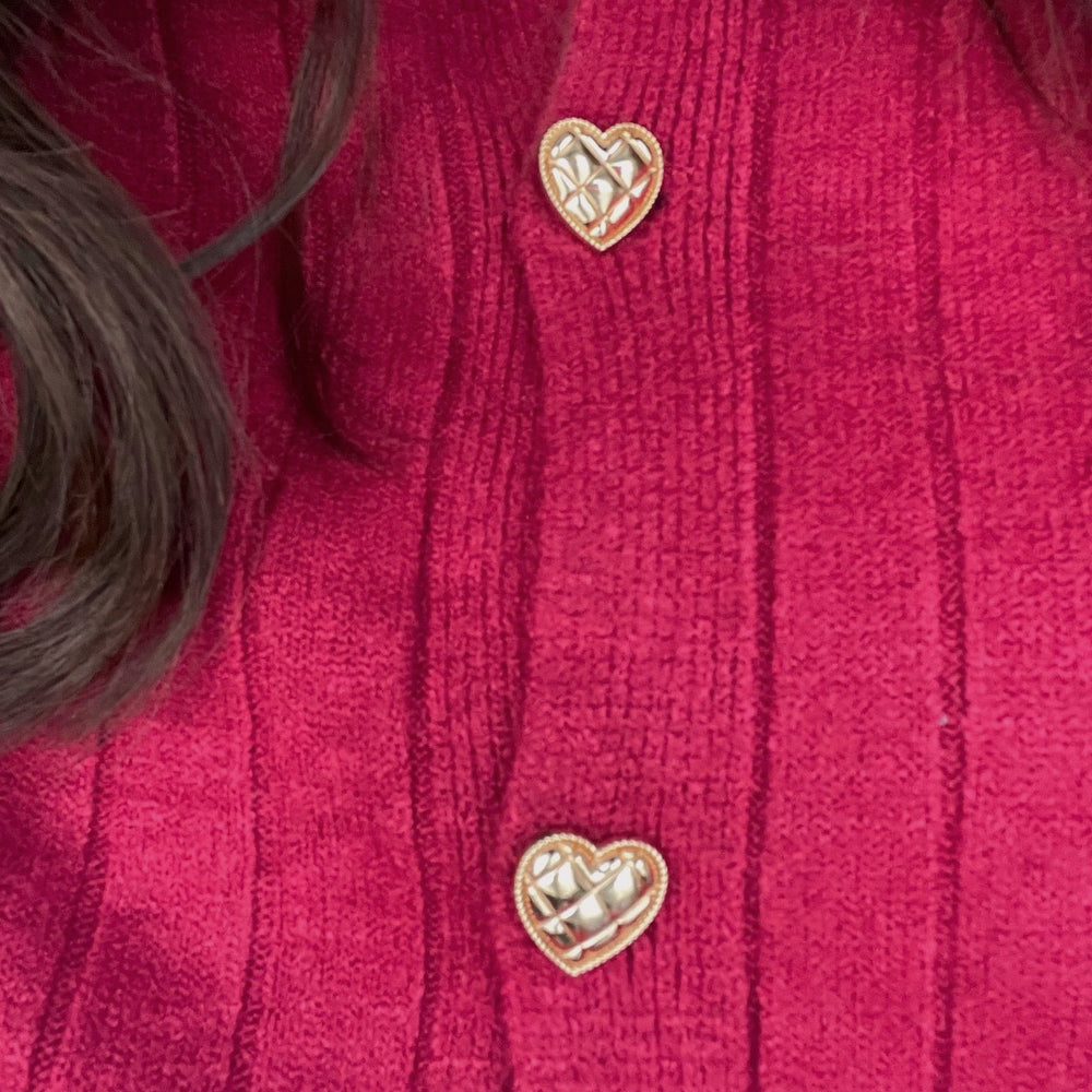Heart Button Knit Cardigan・全1色