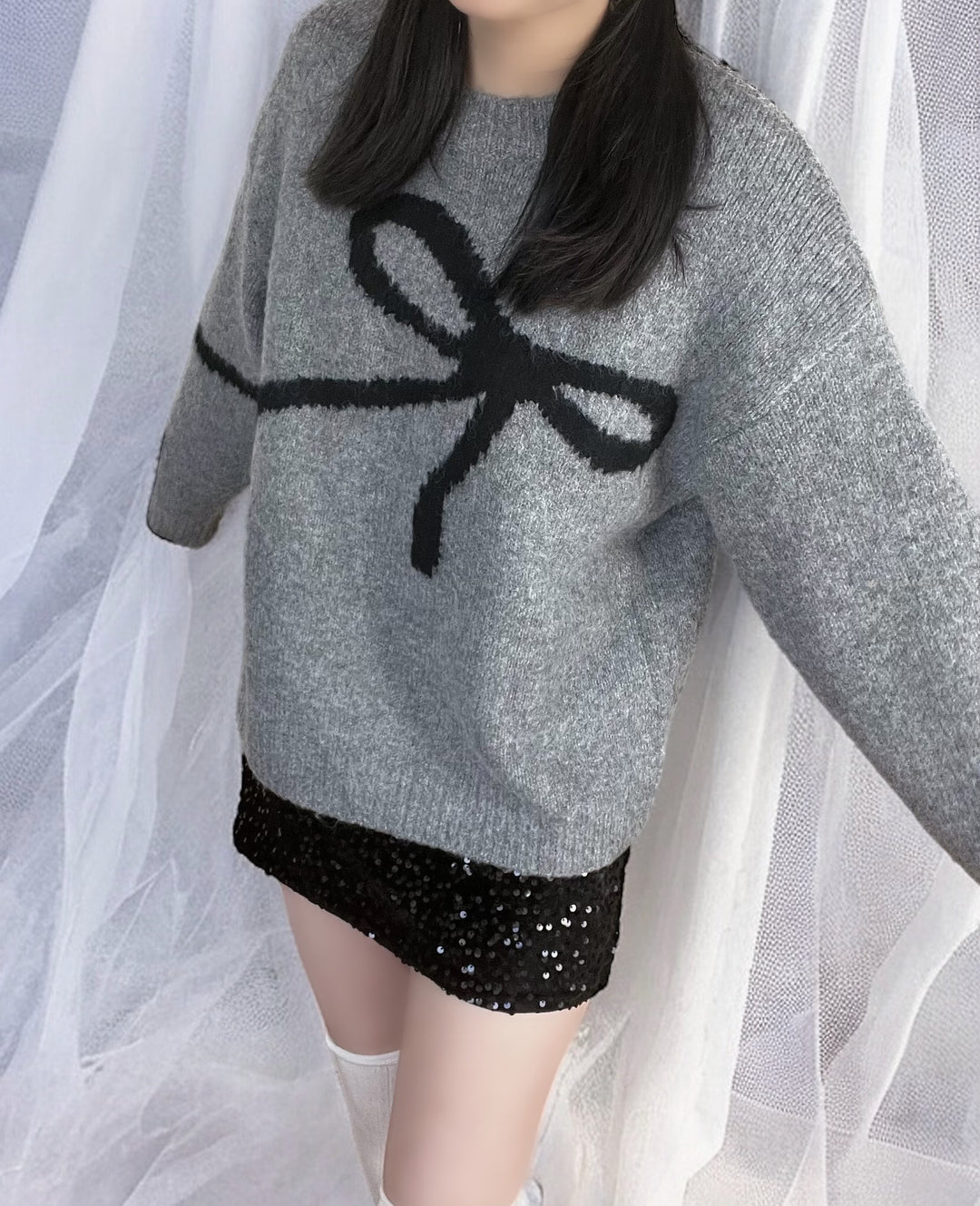 【お取り寄せ】Oversized Ribbon Line Knit