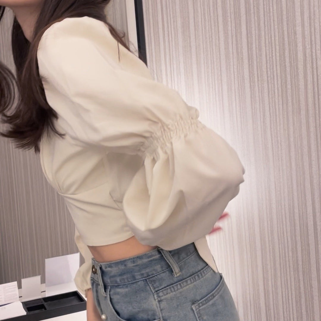 Puff Sleeve Cropped Blouse・全1色