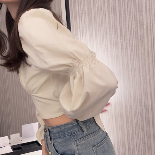 【お取り寄せ】Puff Sleeve Cropped Blouse・全1色