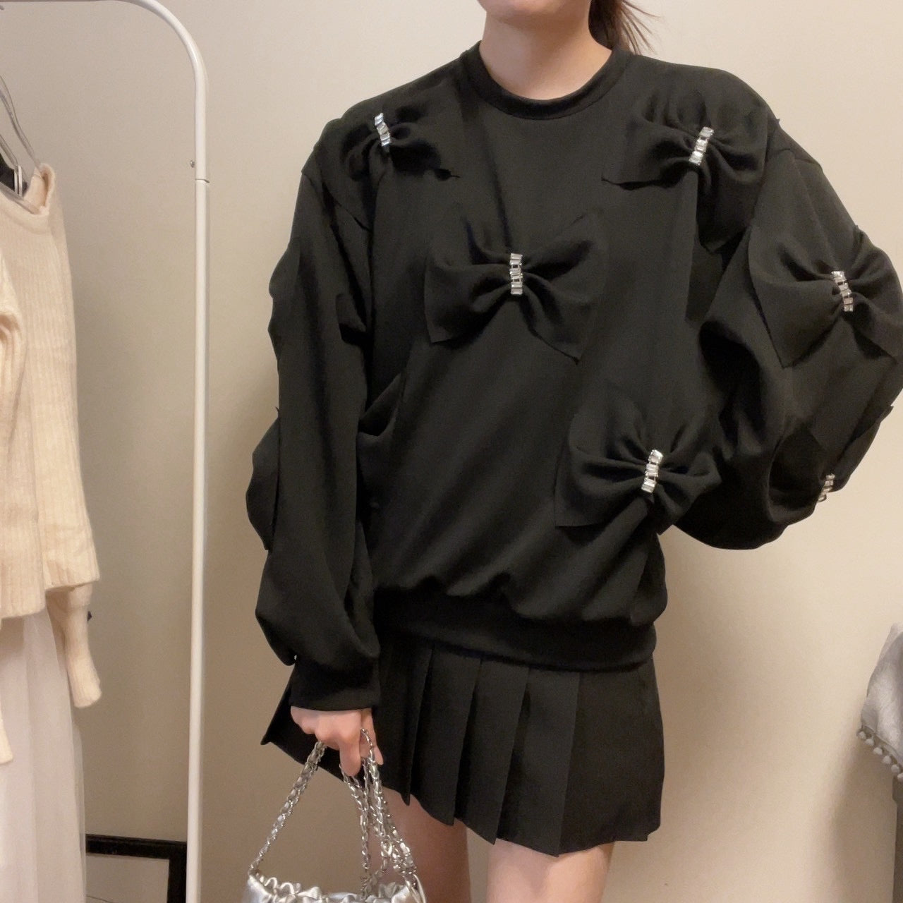 トップス Roy ribbon tops Black Dropped Shoulder Ribbon Tops・全2色 – iine