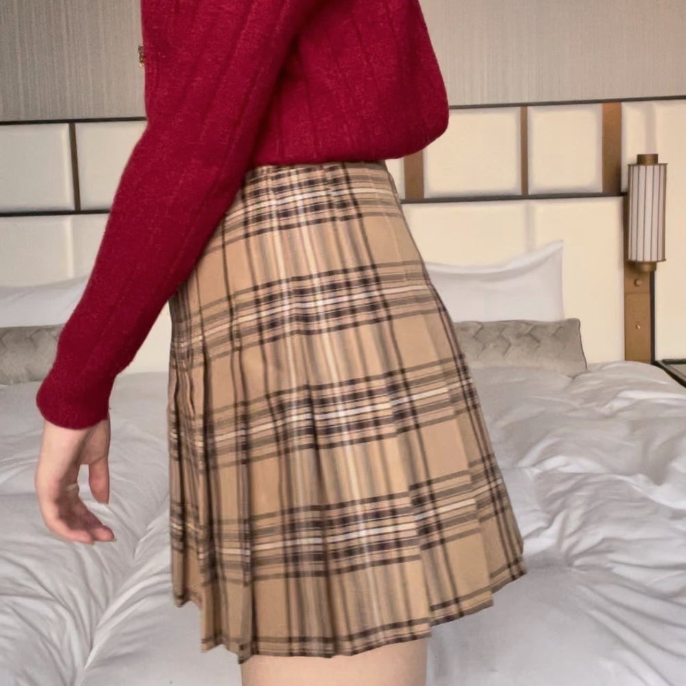 Checked Plaid Pleated Skirt・全1色