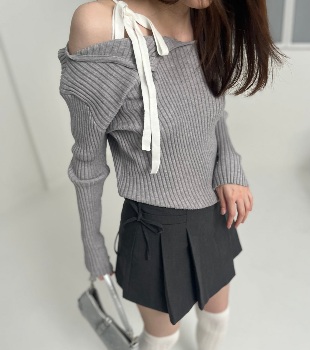 Off-Shoulder Ribbon Tops・全2色