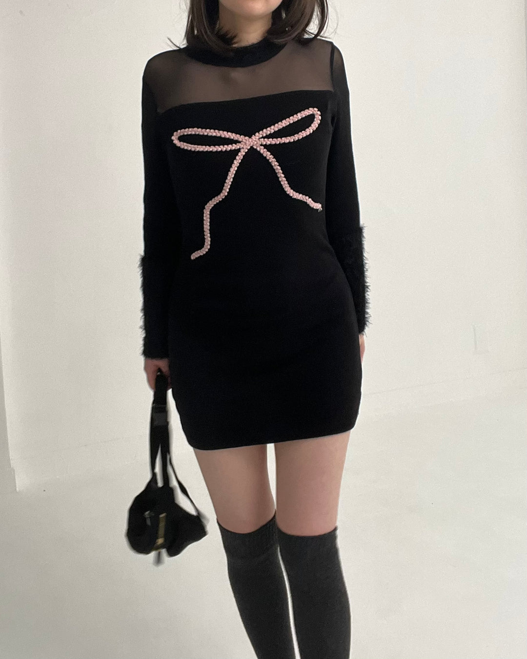 【お取り寄せ】Ribbon Black Onepiece