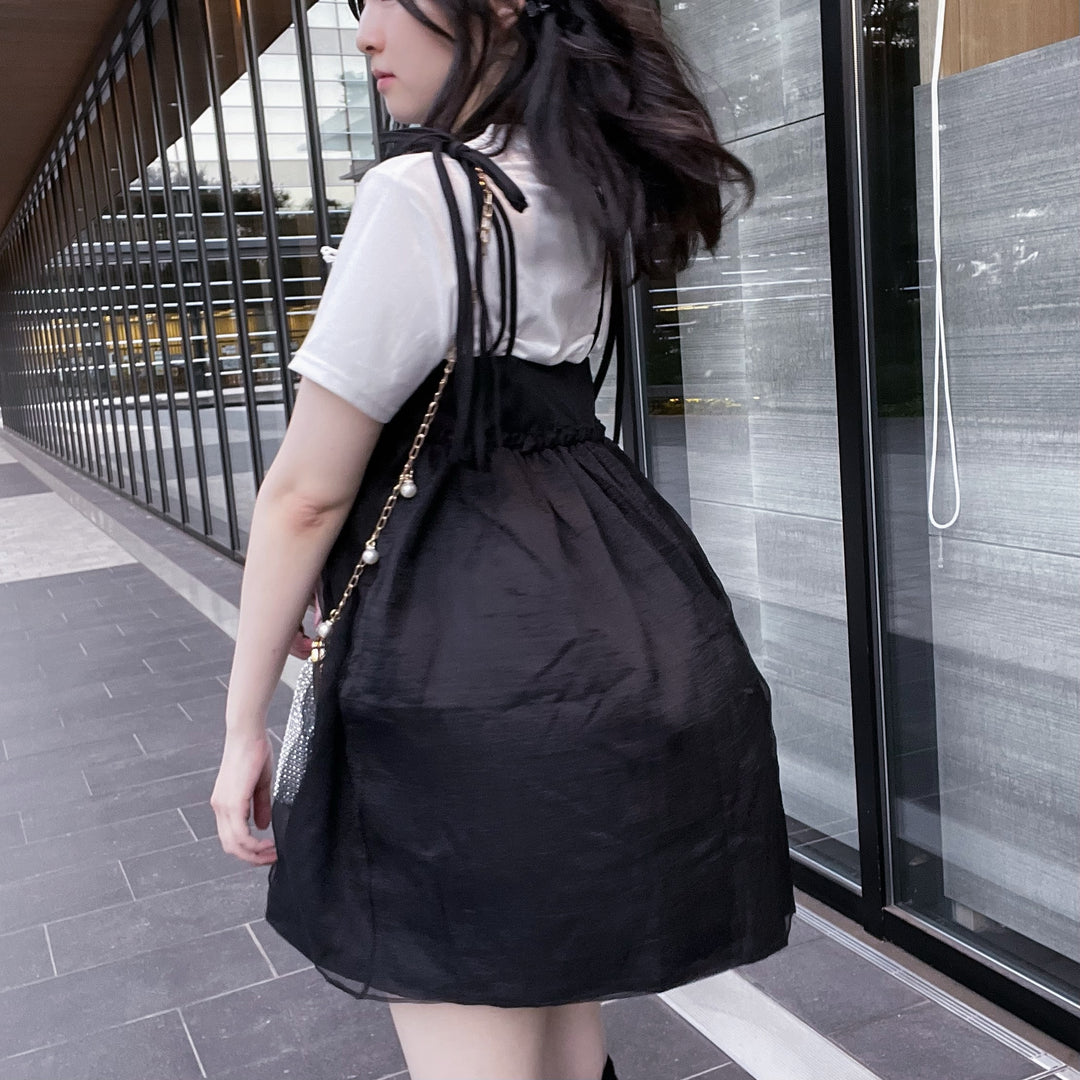 Shoulder Strap Ribbon One-Piece Dress・全1色