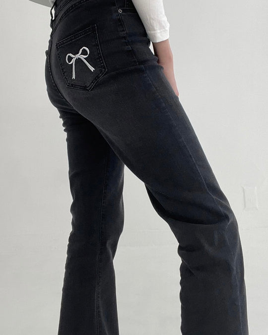 Back Ribbon Flare Jeans・全2色