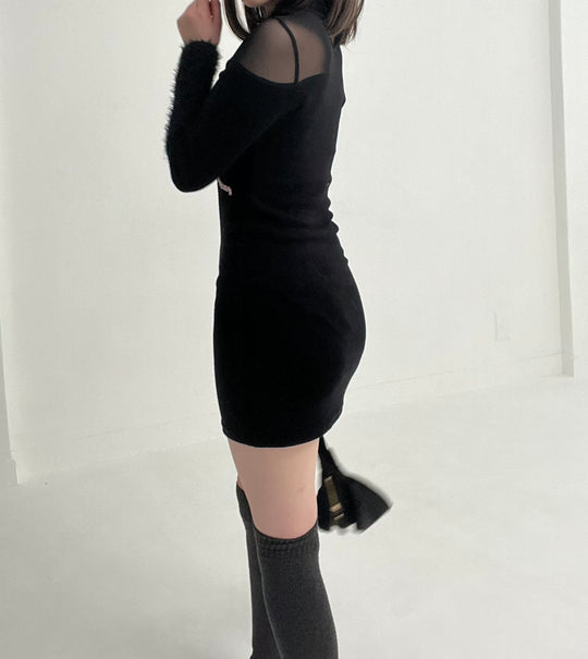 【お取り寄せ】Ribbon Black Onepiece