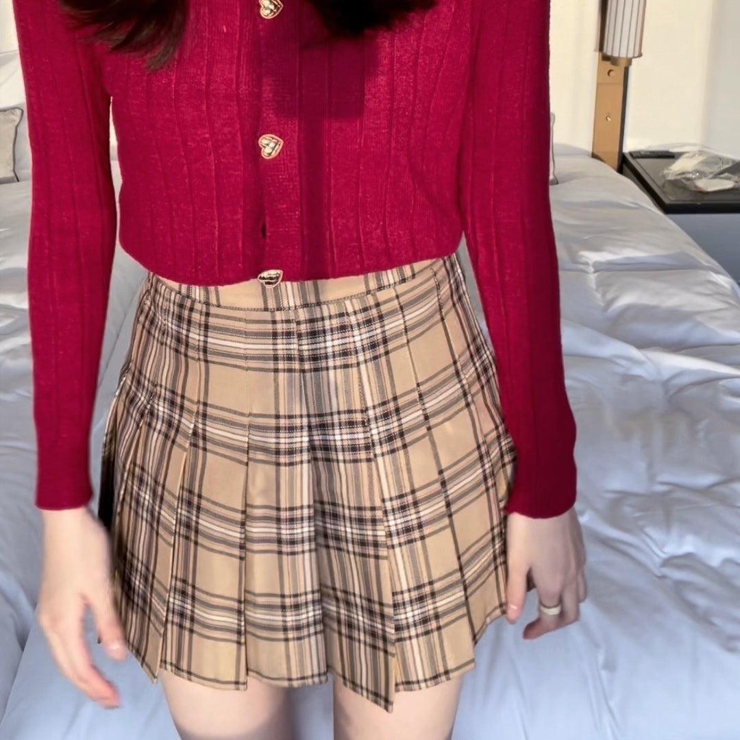 Checked Plaid Pleated Skirt・全1色