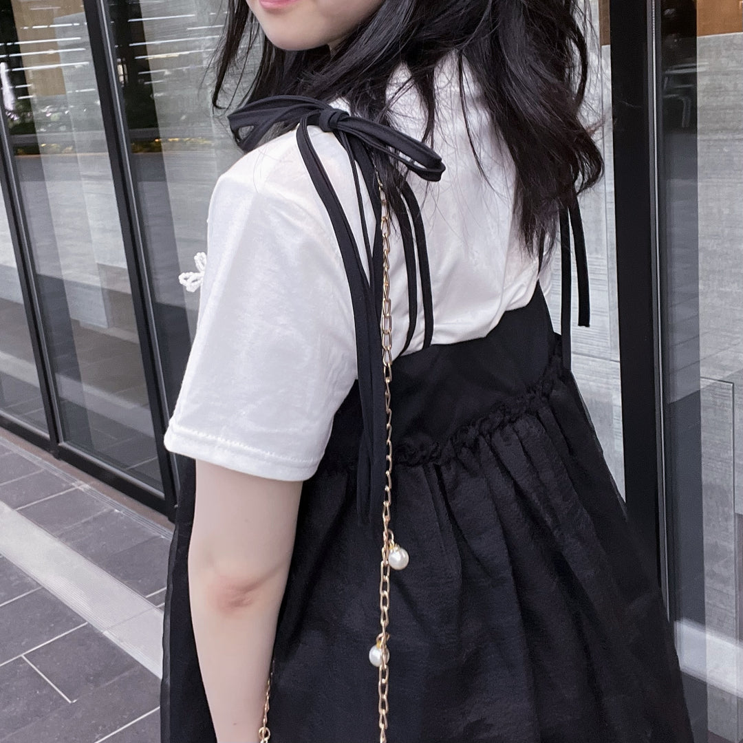 Shoulder Strap Ribbon One-Piece Dress・全1色