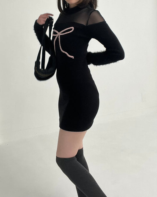 【お取り寄せ】Ribbon Black Onepiece