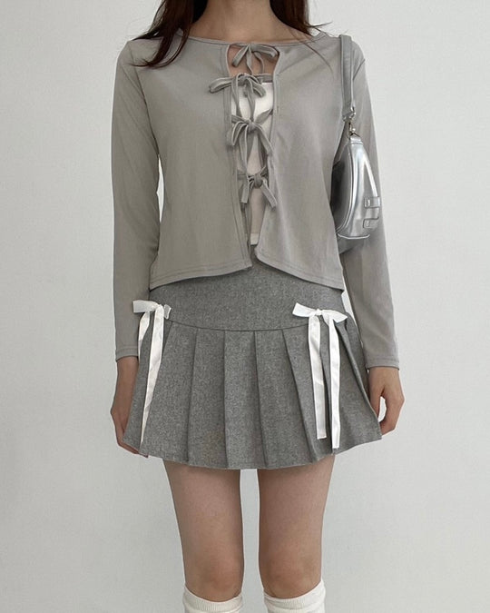 Gray Ribbon Cardigan・全1色