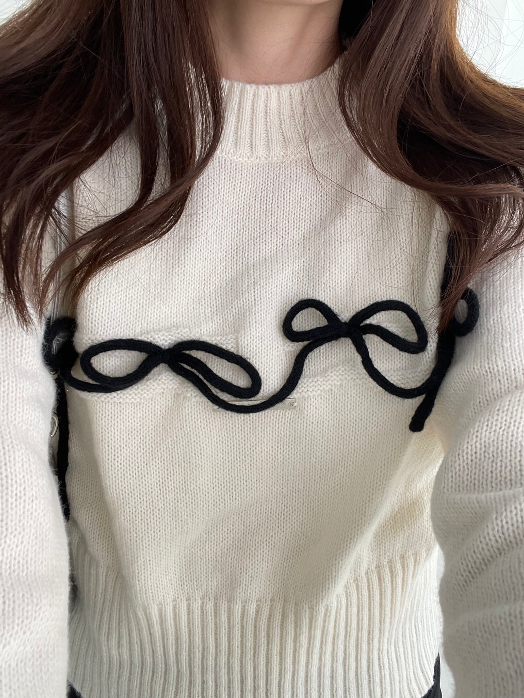 Ribbon Puffsleeves Knit